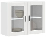vidaXL Armário de parede de cozinha com porta de vidro Porto branco