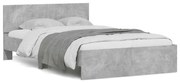 vidaXL Estrutura cama cabeceira e luzes LED 135x190cm cinzento cimento