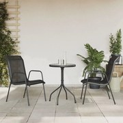 vidaXL 3 pcs conjunto de jantar para jardim aço preto