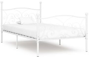 vidaXL Estrutura de cama com estrado de ripas 90x200 cm metal branco