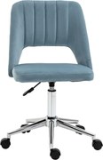 Vinsetto Cadeira Home Office Cadeira de Secretária com Aparência em Veludo, Altura Ajustável, Cadeira Giratória/Cadeira de Maquilhagem, Cadeira de Escritório até 120 kg, para Escritório ou Quarto Azul | Aosom Portugal