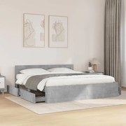 vidaXL Estrutura de cama c/ cabeceira derivados madeira cinza-cimento