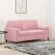 vidaXL Sofá 2 lugares c/ almofadas decorativas 140 cm veludo rosa