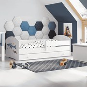 Cama infantil branca tubarão com gaveta LUK 160x80 - colchão e estrado incluído