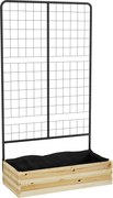 Outsunny Canteiro elevado com treliça, forro interior em tecido-não-tecido, madeira natural, aço, 80x38x145 cm, Preto | Aosom Portugal
