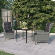 vidaXL 3 pcs conjunto de jantar para jardim cinzento-claro
