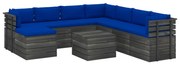 9 pcs conjunto lounge de paletes com almofadões pinho maciço