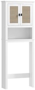 HOMCOM Móvel sobre Sanita 60x19,5x160 cm Armário sobre Sanita 2 Portas com Frente em Vime Compartimento e Prateleira Ajustável Branco | Aosom Portugal