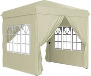Outsunny Pavilhão pop-up 2,5 x 2,5 m com paredes laterais e bolsa de transporte, tenda de jardim ajustável UPF50+, Creme branco | Aosom Portugal