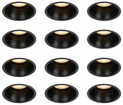 Conjunto de 12 Focos Embutidos Pretos GU10 50mm IP44 - Dept
