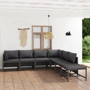 vidaXL 7 pcs conjunto lounge de jardim c/ almofadões vime PE cinzento