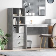 vidaXL Escrivaninha com Armazenamento Cinza Concreto Aglomerado de Madeira