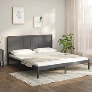 Estrutura de cama 200x200 cm pinho maciço cinzento