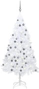 vidaXL Árvore Natal artificial pré-iluminada c/ bolas PVC branco