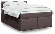 vidaXL Cama com molas/colchão 140x190 cm tecido castanho-escuro