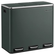 Lixeira de reciclagem SONGMICS, 3 lixeiras triplas de cozinha de 18 L, lixeira com pedal de 3 compartimentos, tampas de fechamento suave, baldes internos de plástico e alças, cinza antracite LTB54GS