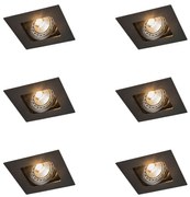 Conjunto de 6 focos embutidos quadrados pretos ajustáveis - Artemis