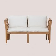 Sofá De Jardim Modular Filips De 2 Peças Com Braços Em Madeira De Acácia Gardénia Branco - Sklum