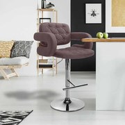Banco de bar Dublin STOFF C regulável altura 103 - 123 x 63 x 55 cm com revestimento em tecido castanho