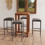 5 pcs conjunto de bar para jardim com almofadões cinzento