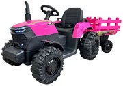 Tractor Eléctrico para crianças 24V Peketrac 6100 2.4G, rodas Borracha, Assento Couro sintético Rosa