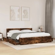 vidaXL Estrutura cama c/ cabeceira derivados madeira carvalho fumado