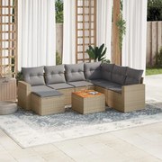 vidaXL 8 pcs conjunto de sofás p/ jardim com almofadões vime PE bege