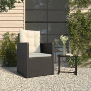 vidaXL Poltrona de jardim com almofadões vime PE preto