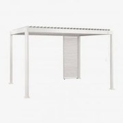 Pérgola Bioclimática De Alumínio Com Lâminas E Painel Druvia Gardénia Branco & Pérgula De 3x4 M Com 1 Painel De 92,5 Cm - Sklum