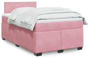 vidaXL Cama boxspring com colchão 120x190 cm veludo rosa