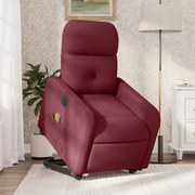 vidaXL Poltrona elevatória de massagens elétrica tecido vermelho tinto