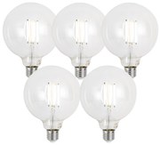 Conjunto de 5 Lâmpadas LED reguláveis E27 G125 transparentes 7W 806lm 2700-6500K