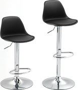 HOMCOM Conjunto de 2 banquetas, cadeiras de bar giratórias com encosto, ajustáveis em altura, suportam até 120 kg, 42 x 41 x 82-104 cm, Preto | Aosom Portugal