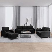 4 pcs conjunto de sofás com almofadões veludo preto
