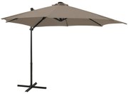 Guarda-sol jardim c/ poste e luzes LED 300 cm cinza-acastanhado