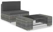 vidaXL 2 pcs conjunto lounge de jardim vime PE cinzento