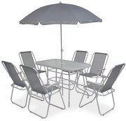 vidaXL 8pcs conjunto de jantar para jardim textilene cinzento