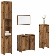 vidaXL 4 pcs conj. móveis casa banho derivados madeira madeira velha