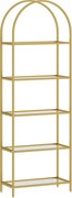 HOMCOM Estante de Vidro de 5 Níveis Estante de Arrumação Estrutura Arqueada Estante Estreita 60x30x175 cm Dourado | Aosom Portugal