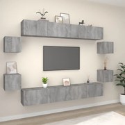 vidaXL Conjunto móveis de TV 8 pcs madeira processada sonoma cinza