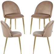 Pack 4 Cadeiras Vint Veludo Golden - Champanhe