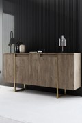 Console Luxe – Walnut Gold – 160 cm x 35 cm x 80 cm