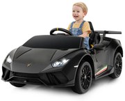 Carro Elétrico Lamborghini Licenciado para Crianças 12V com Controlo Remoto Luzes LED Música Buzina Arranque Suave Preto
