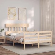 vidaXL Estrutura de cama com cabeceira 140x200 cm madeira maciça