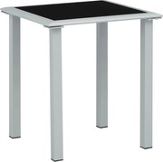 vidaXL Mesa de jardim 41x41x45 cm aço prateado e vidro preto