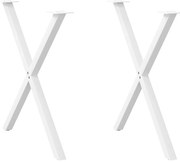 vidaXL Pés para mesa de jantar em formato de X, 2 peças, branco, 80x (72-73) cm, aço