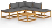 vidaXL 6 pcs conj. lounge jardim c/ almofadões madeira acácia maciça