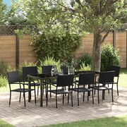 vidaXL Conjunto de Jantar de Jardim com 9 Peças em Rattan Sintético Preto