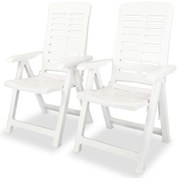 Cadeiras de jardim reclináveis 2 pcs plástico branco