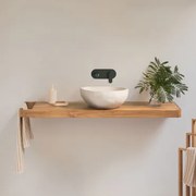 Conjunto De Móvel De Casa De Banho 130x45 Cm Suspenso Em Madeira De Teca Neill Madeira De Teca & Irregular Em Cimento Branco - Sklum